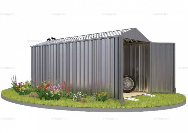Хозблок SKOGGY секционный с двускатной крышей 5 х 2 м, цинковый Хозблок SKOGGY секционный с двускатной крышей 5 х 2 м, цинковый