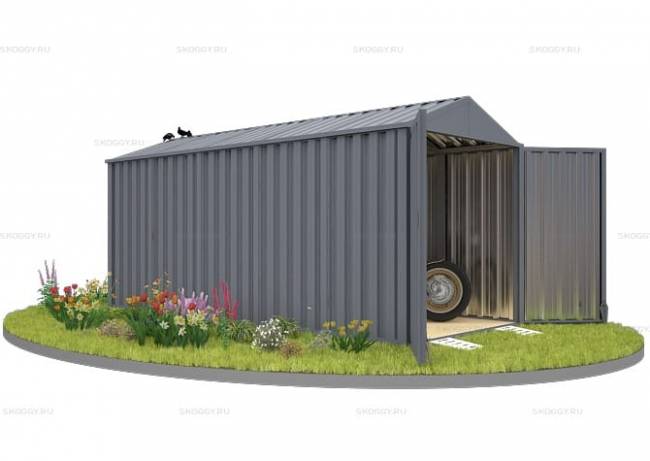 Хозблок SKOGGY секционный с двускатной крышей 5 х 2 м, брутальный серый