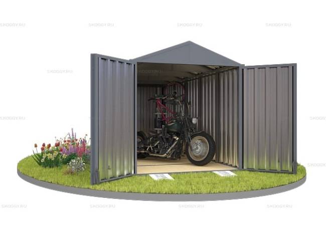 Хозблок SKOGGY секционный с двускатной крышей 5 х 2 м, брутальный серый