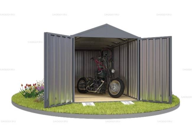 Хозблок SKOGGY секционный с двускатной крышей 5 х 2 м, брутальный серый